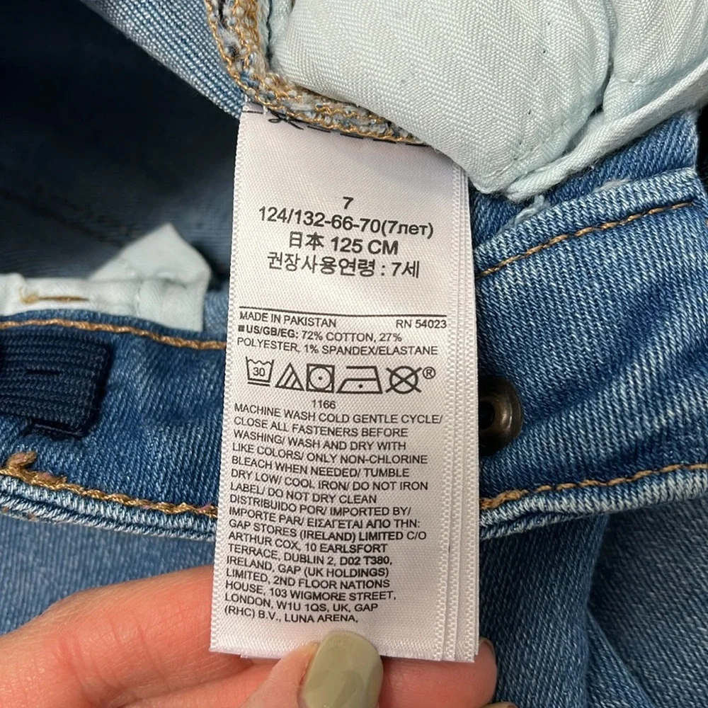 Gap Kids Girls Super Skinny Medium Wash Distressed Jeans - size 7